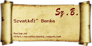 Szvatkó Benke névjegykártya