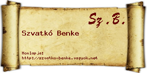 Szvatkó Benke névjegykártya